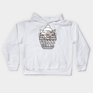 Meowcha in cup grey Kids Hoodie